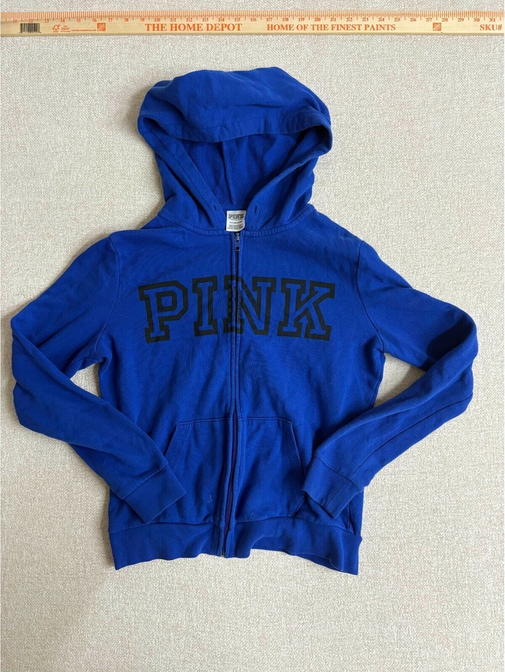 Victoria's Secret PINK Blue Full Zip Hoodie Sweatshirt Women's Size S Small